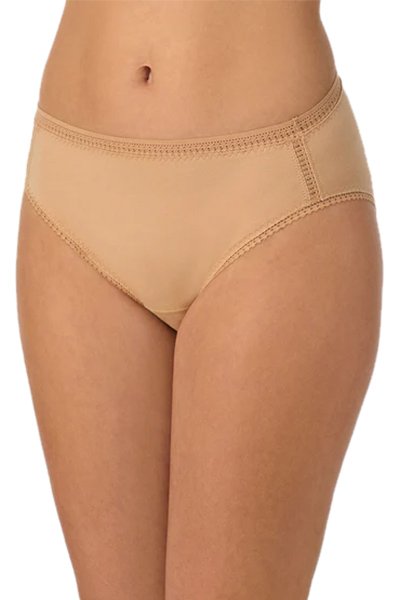 On Gossamer Cabana Cotton Leak Proof Hi Cut Brief Underwear - Champagne - source image 66278