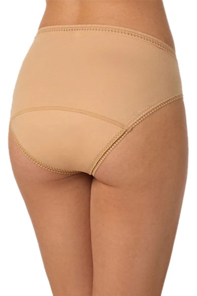On Gossamer Cabana Cotton Leak Proof Hi Cut Brief Underwear - Champagne - source image 66279