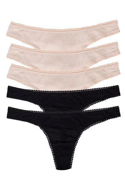 On Gossamer Mesh Hip G Thong Underwear 5 Pack - Black/Champagne