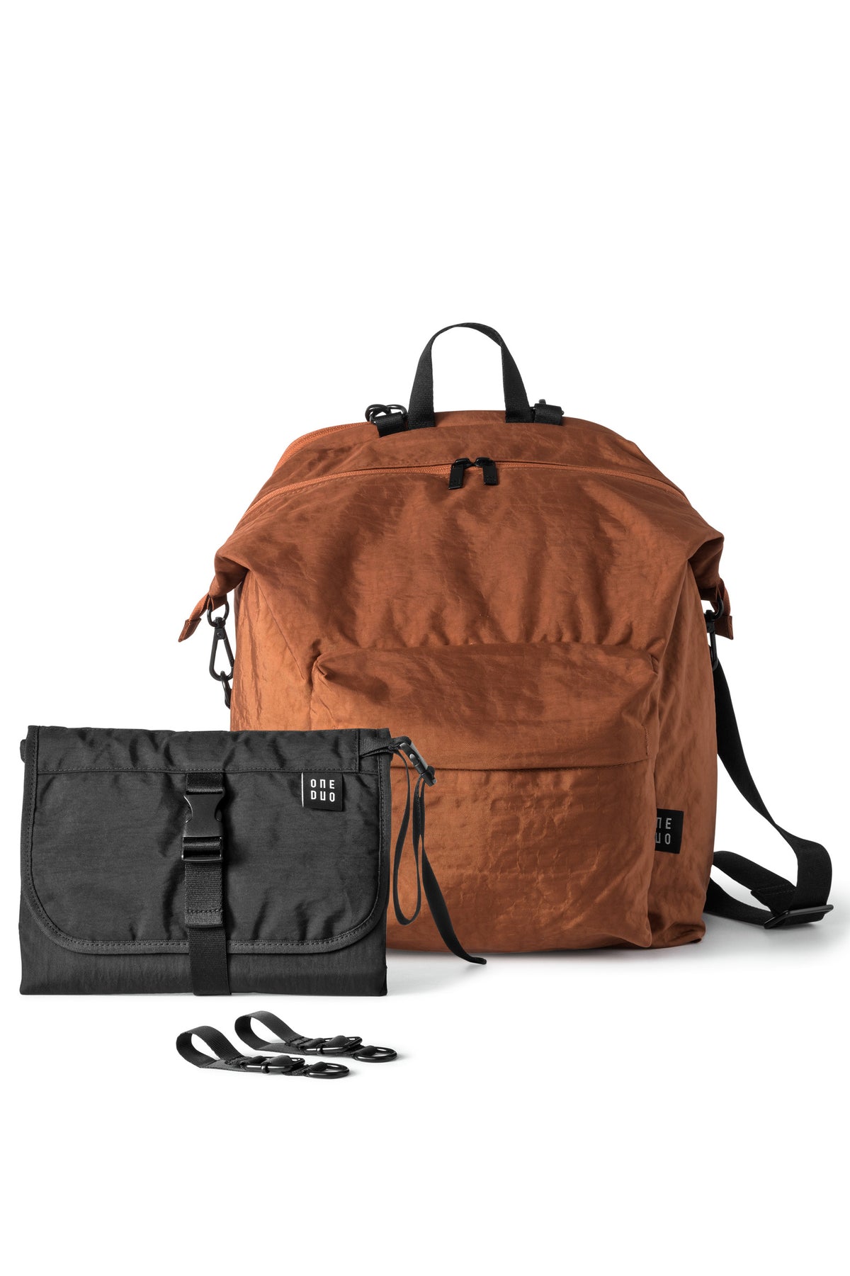 One Duo Designer Baby Diaper Bag, Classic Nylon, Big - Brown - source image 51675