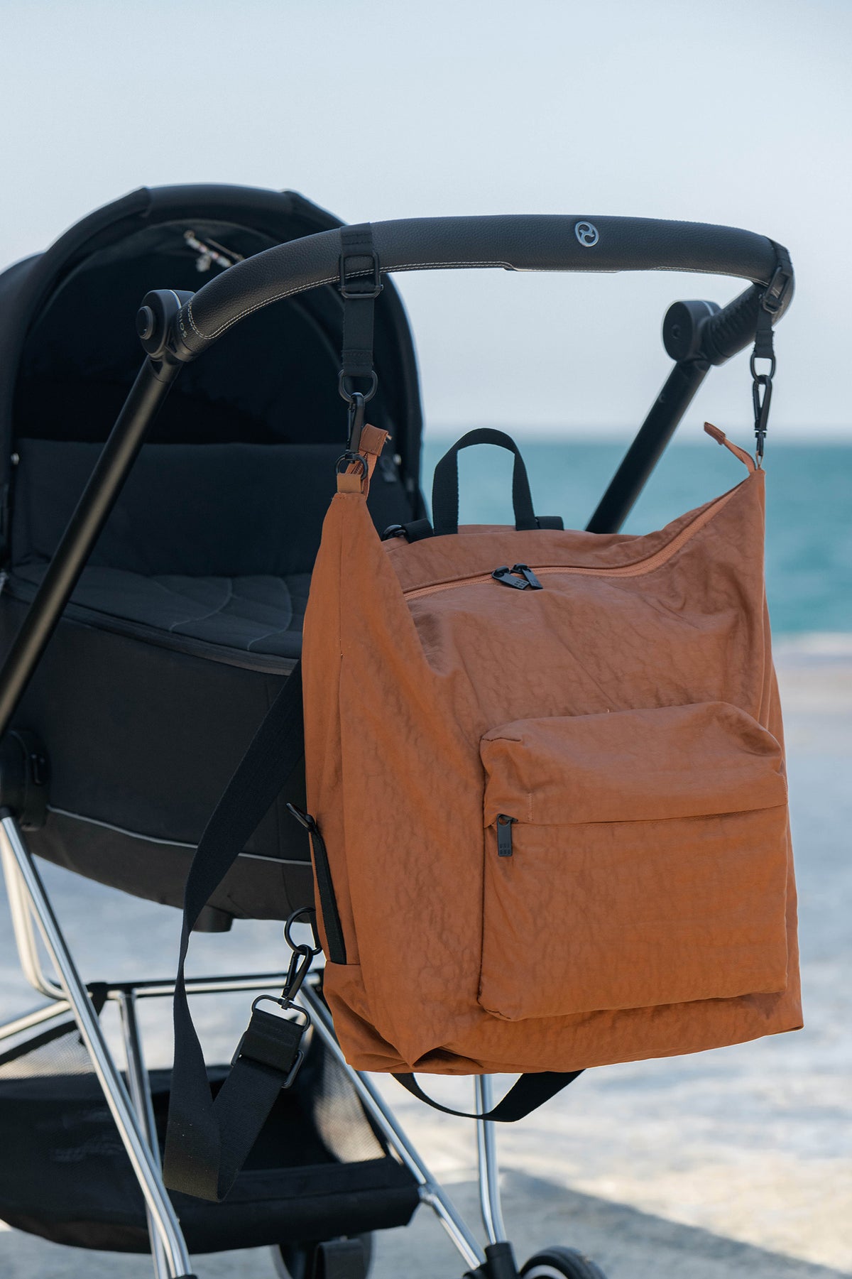 One Duo Designer Baby Diaper Bag, Classic Nylon, Big - Brown - source image 51679