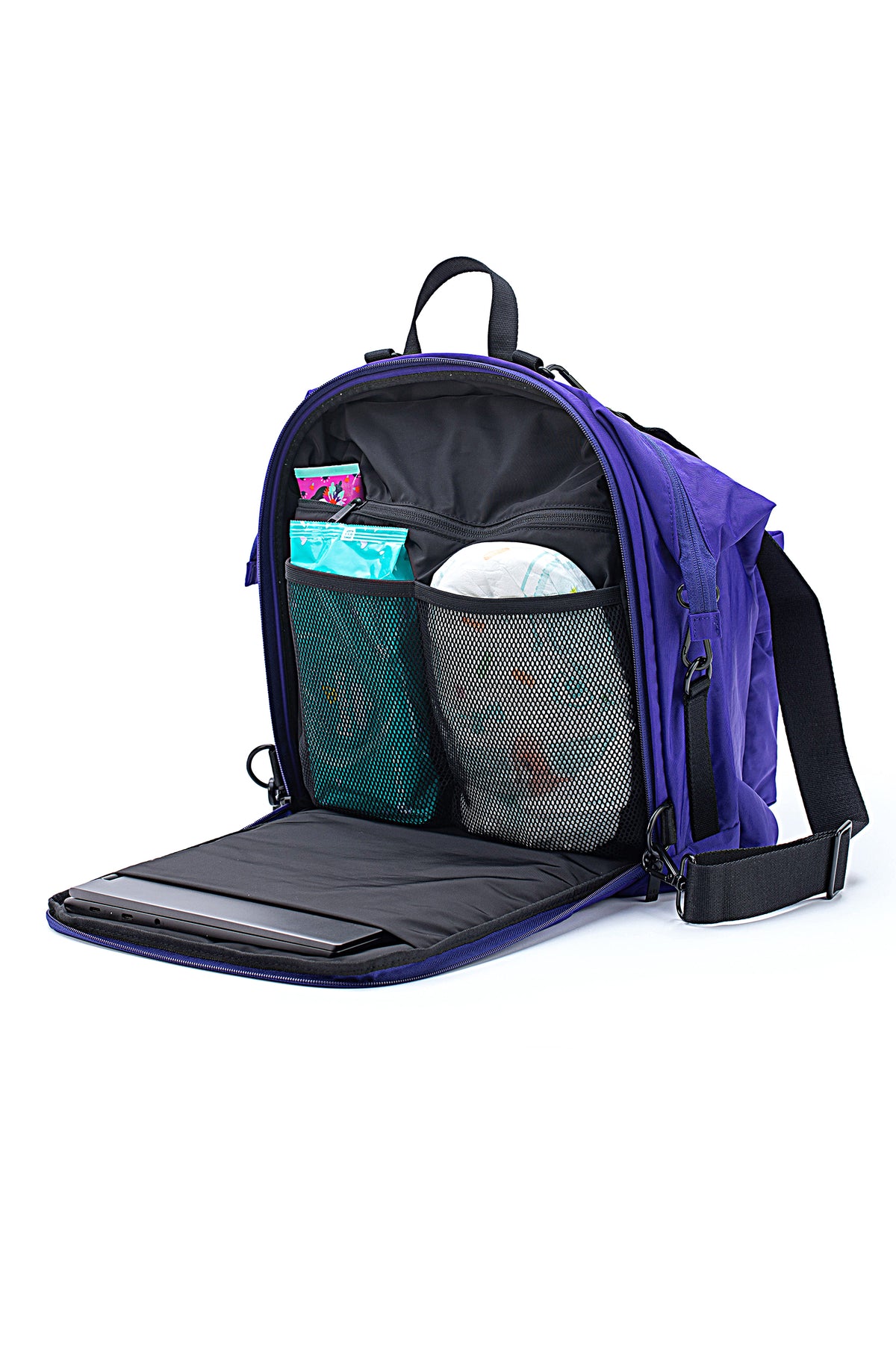 One Duo Designer Baby Diaper Bag, Classic Nylon, Big - Cobalt Purple - source image 51729