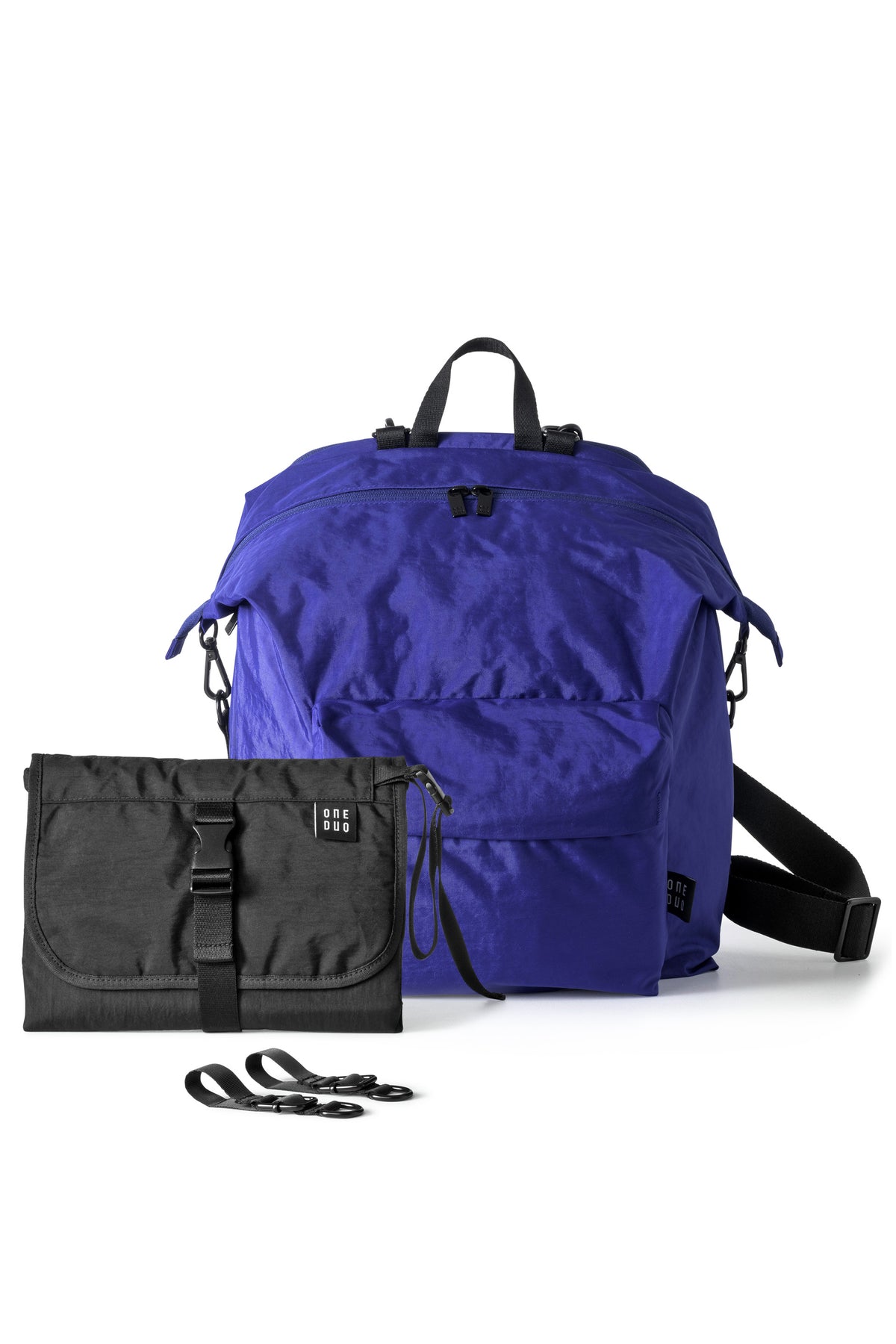 One Duo Designer Baby Diaper Bag, Classic Nylon, Big - Cobalt Purple - source image 51730