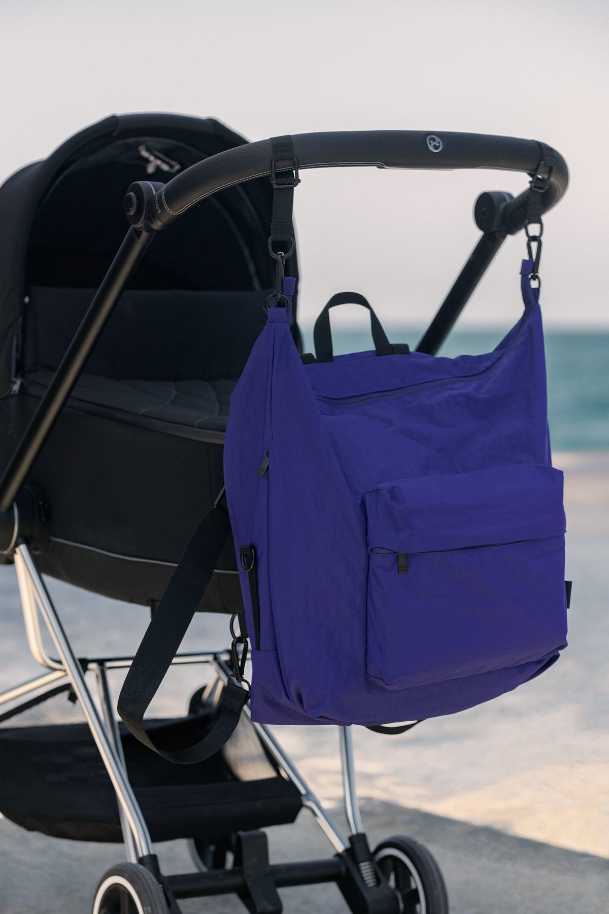 One Duo Designer Baby Diaper Bag, Classic Nylon, Big - Cobalt Purple - source image 51733