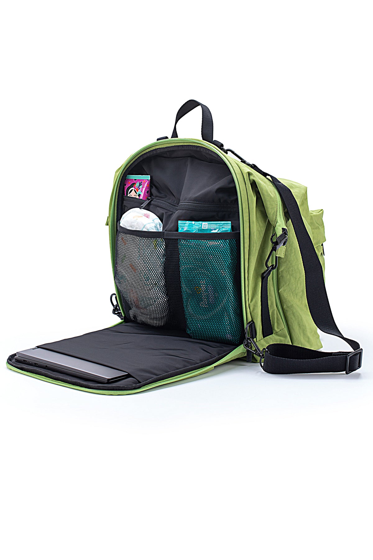 One Duo Designer Baby Diaper Bag, Classic Nylon, Big - Green Apple - source image 51719
