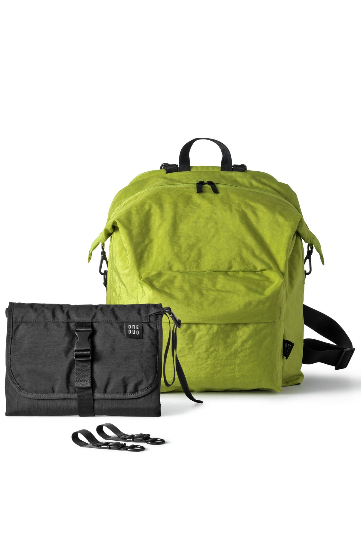 One Duo Designer Baby Diaper Bag, Classic Nylon, Big - Green Apple - source image 51720