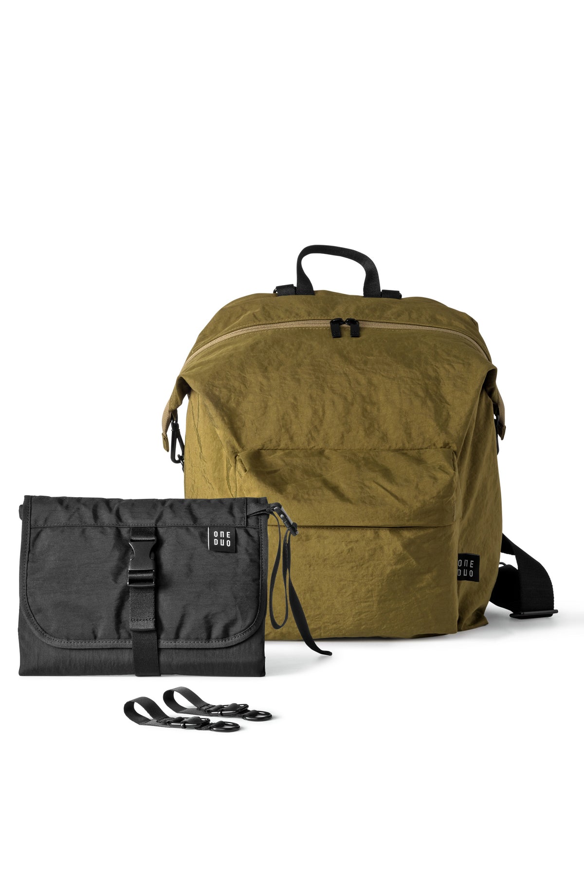 One Duo Designer Baby Diaper Bag, Classic Nylon, Big - Khaki - source image 51708