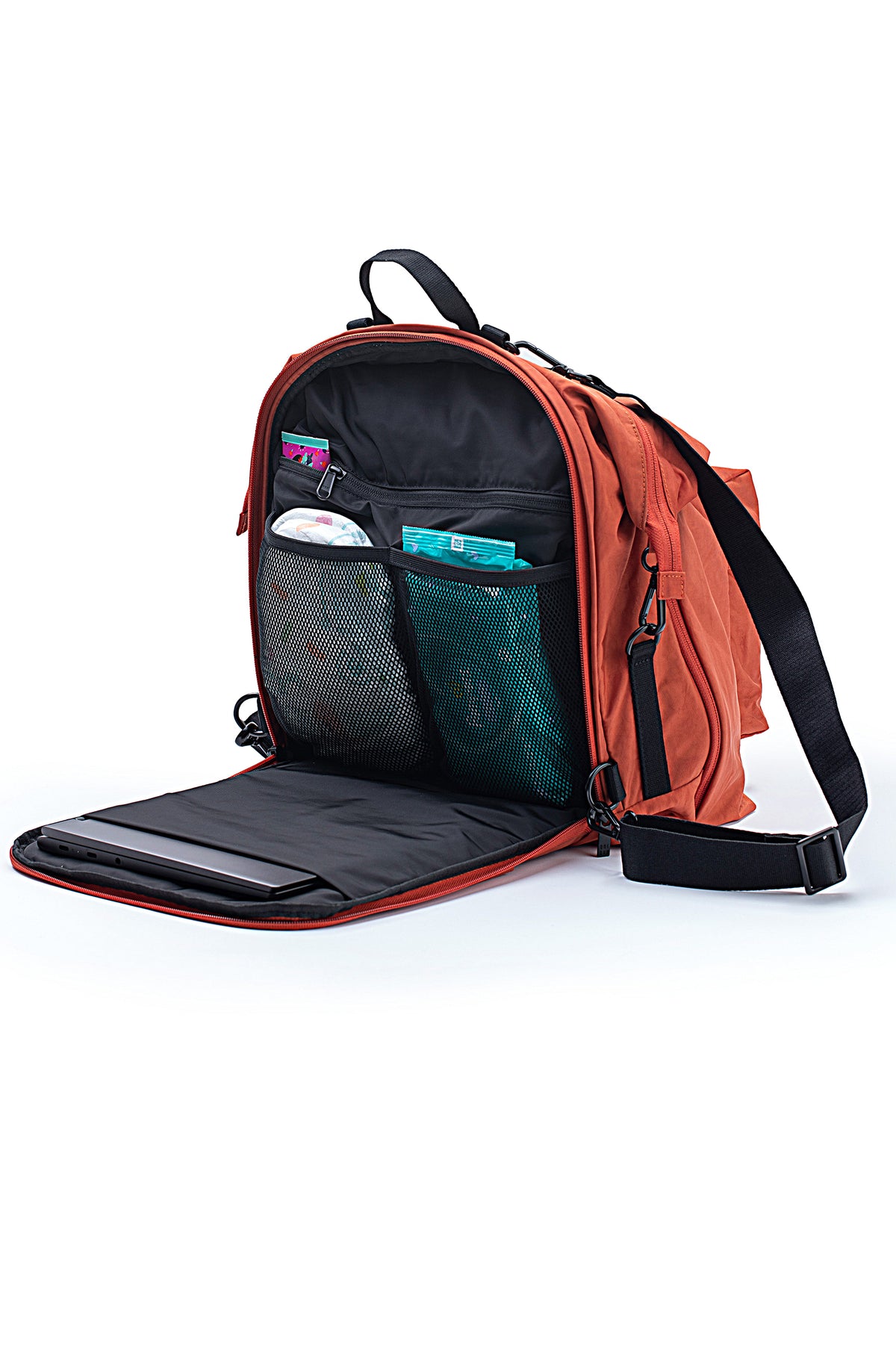 One Duo Designer Baby Diaper Bag, Classic Nylon, Big - Red Loam - source image 51693