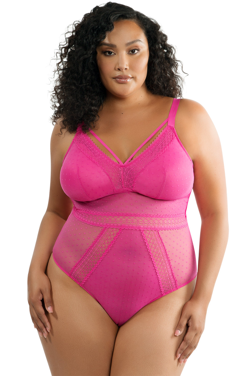 Parfait Mia Dot Bodysuit - Bright Pink - source image 41056