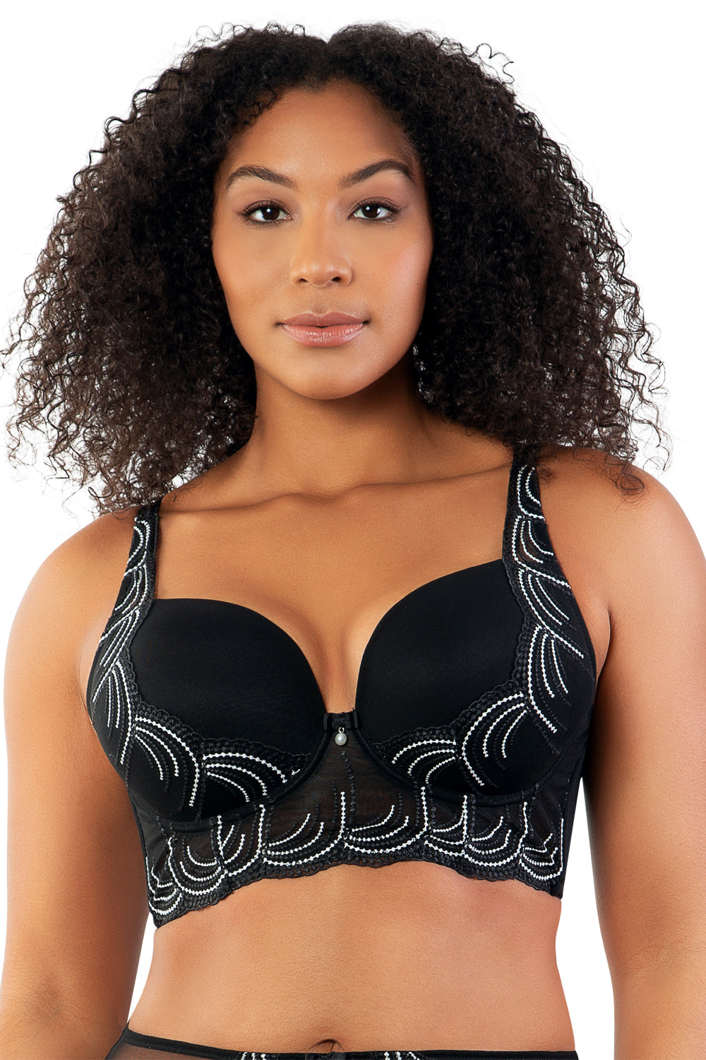 Parfait Pearl Longline Plunge Bra - Black - source image 46792
