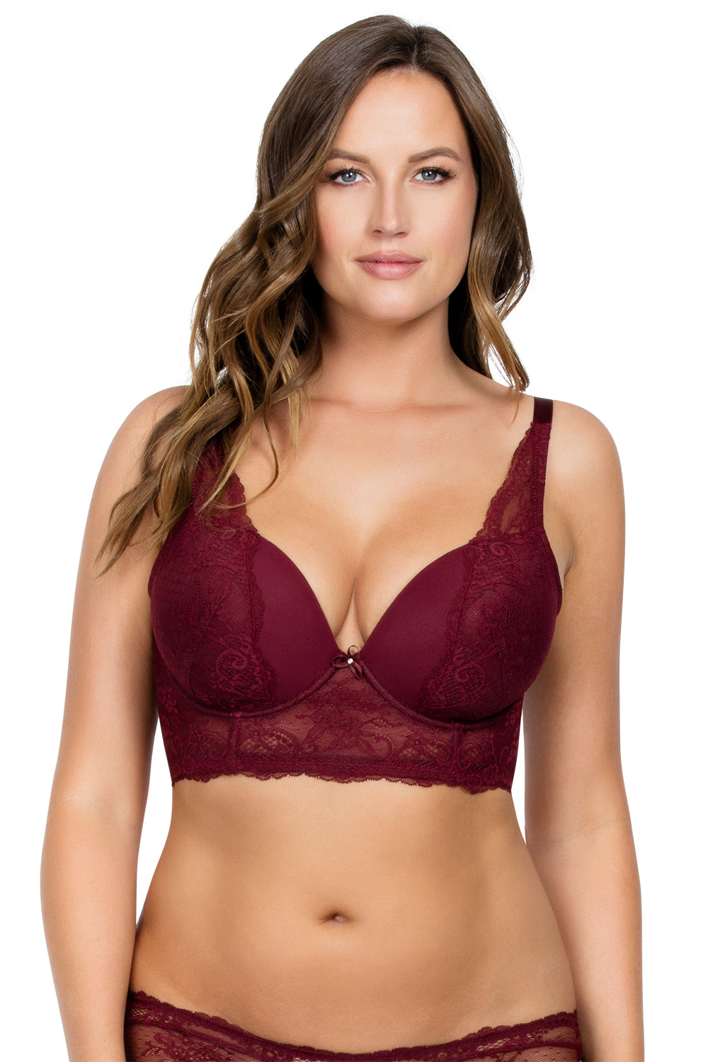Parfait Sandrine Plunge Longline Bra - Burgundy - source image 34112