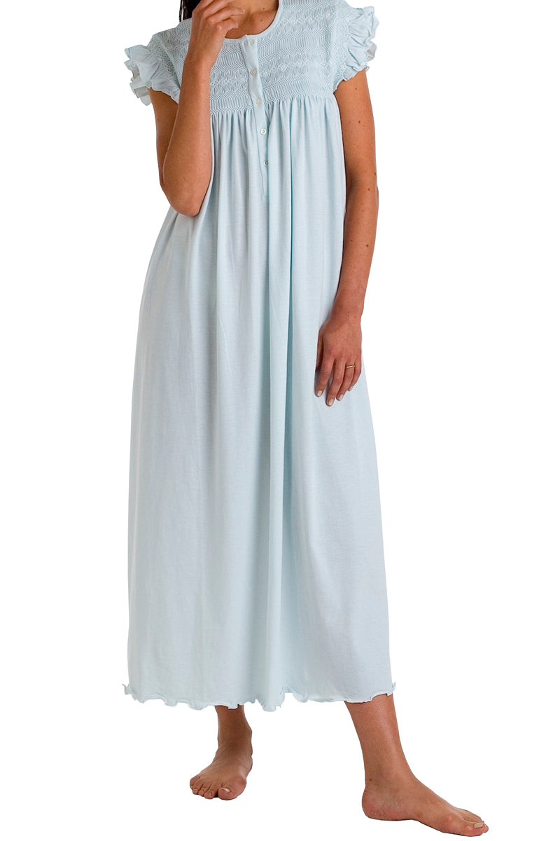 P.Jamas Aurora Embroidered Long Gown - Blue - source image 7710