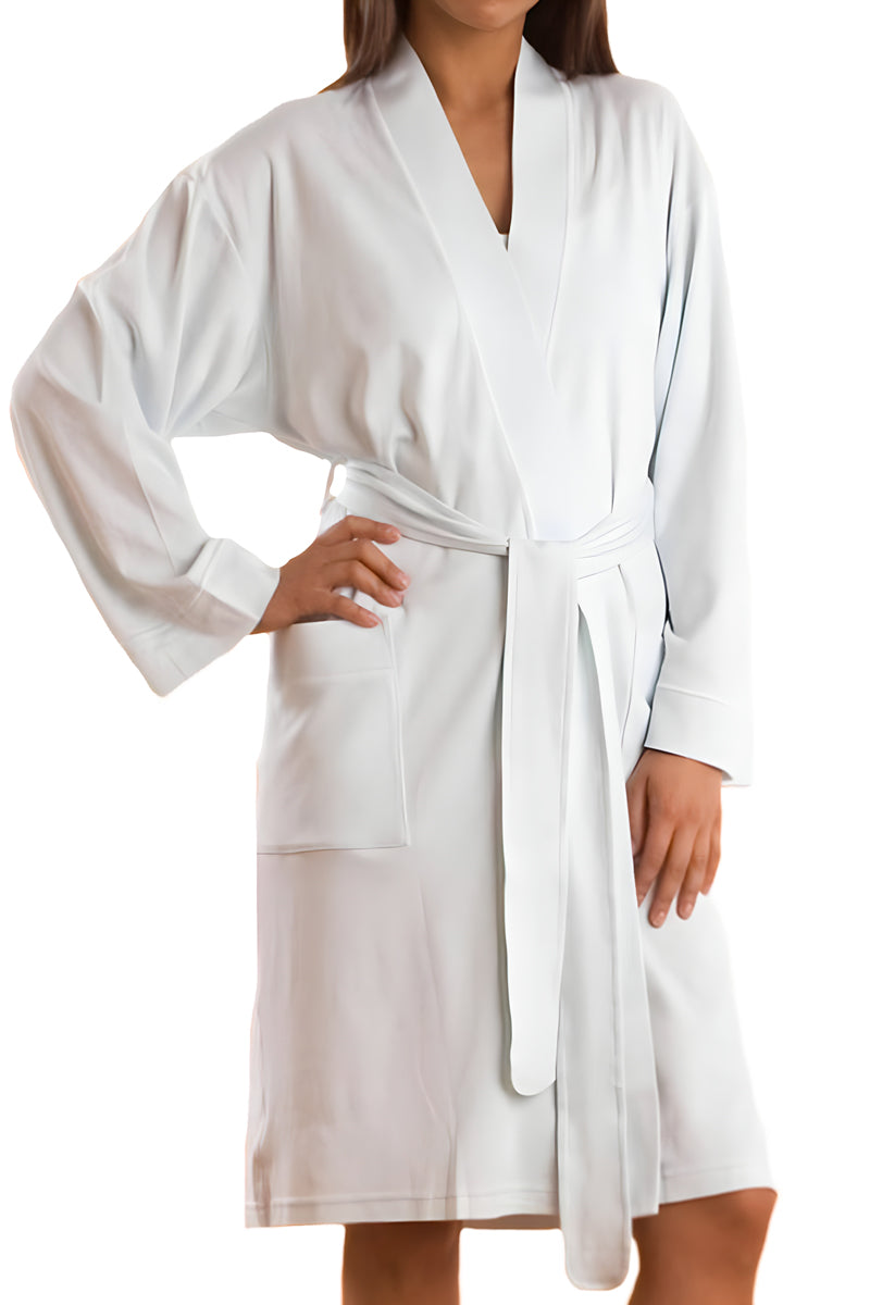 P.Jamas Butterknit Short Robe - White - source image 9007