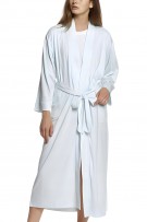 P.Jamas Knit Butterknit Leopard Long Robe - Aqua Leopard - source image 64930