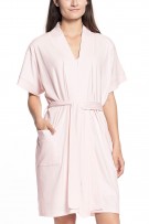 P.Jamas Knit Butterknit Short Robe - Pink - source image 32029