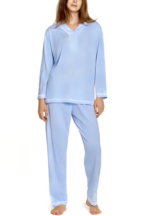 P.Jamas Knits Leopards Print Jersey Pajama Set - Denim - source image 64932