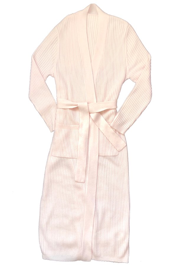 P.Jamas Ribbed Cashmere Robe - Pink - source image 60942