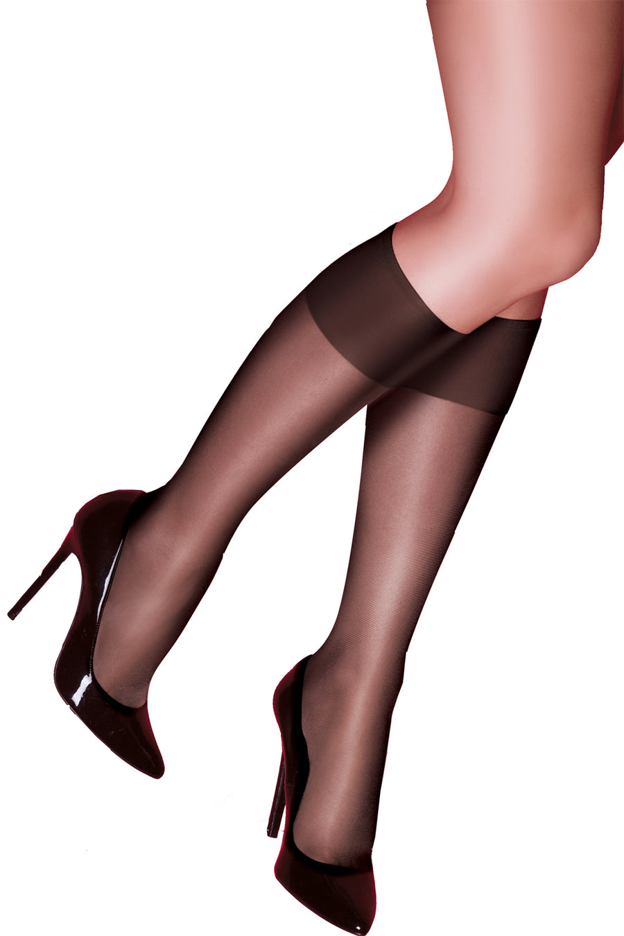 Pretty Polly Curves Comfort Top Knee Highs - Black - source image 27726