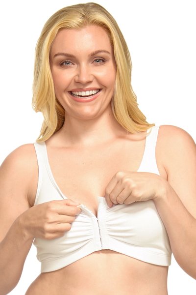 QT Intimates Front Hook Pocket Bra - White - source image 31336