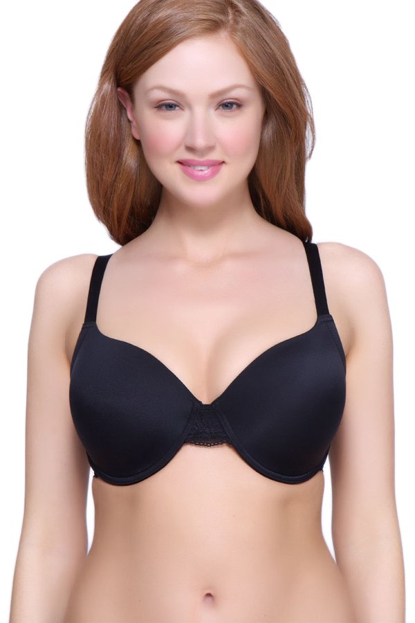 QT Intimates Lace Back T-Shirt Molded Bra - Black - source image 31413