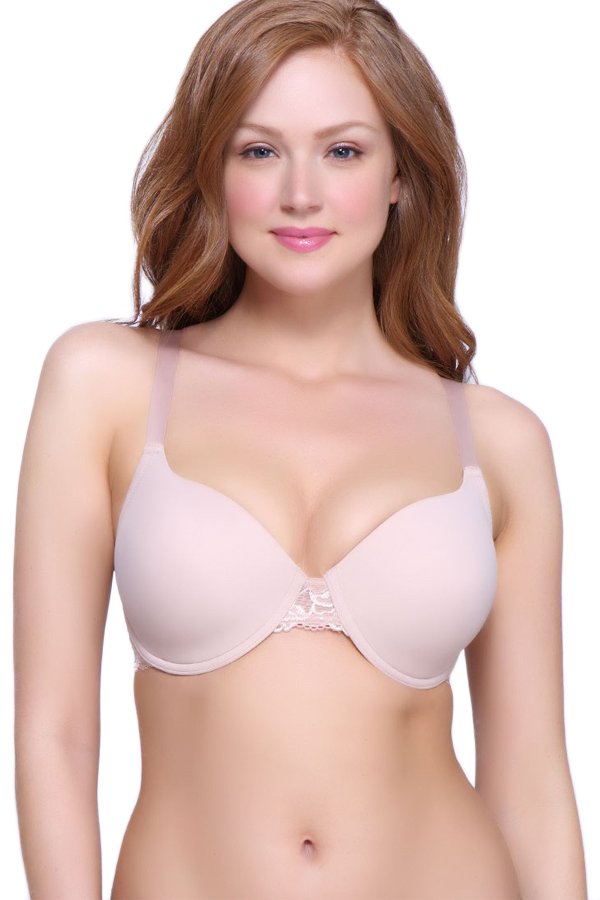 QT Intimates Lace Back T-Shirt Molded Bra - Warm Taupe - source image 31412