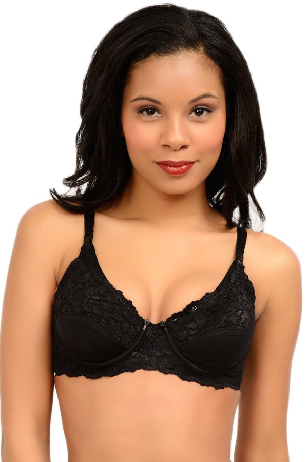 QT Intimates Lace Nunderwire Nursing Bra - Black - source image 31215