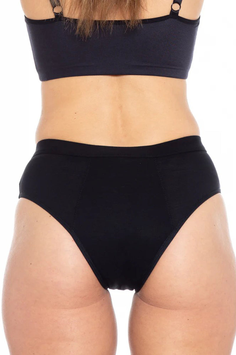 Rhonda Shear Bamboo Leakproof Bikini - Heavy Hold Panty - Black - source image 74025
