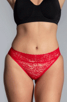 Rhonda Shear Lace Bikini Panty - Red - source image 73512