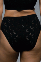 Rhonda Shear Lace Crochet Brief Panty - Black - source image 73328