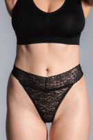 Rhonda Shear Lace Thong Panty - Black - source image 73429