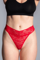 Rhonda Shear Lace Thong Panty - Red - source image 73431