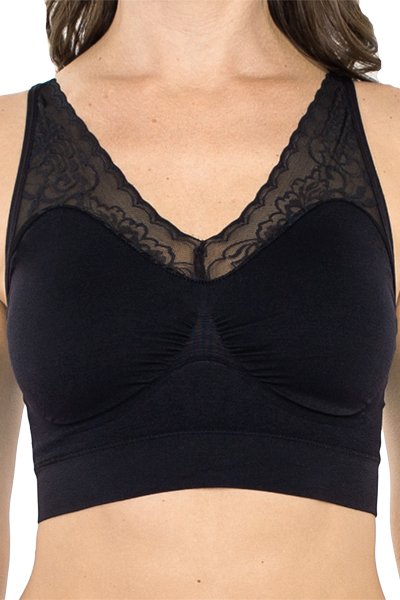Rhonda Shear Leisure Bra with Lace Neck