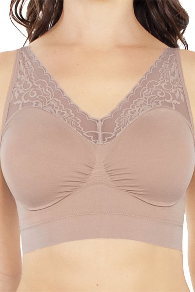 Rhonda Shear Leisure Bra with Lace Neck
