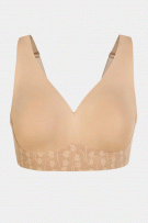 Rhonda Shear Plunge Bra With Lace and Back Closure - Beige - source image 73405