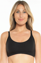 Rhonda Shear Ribbed Knit Bra - Black - source image 73464