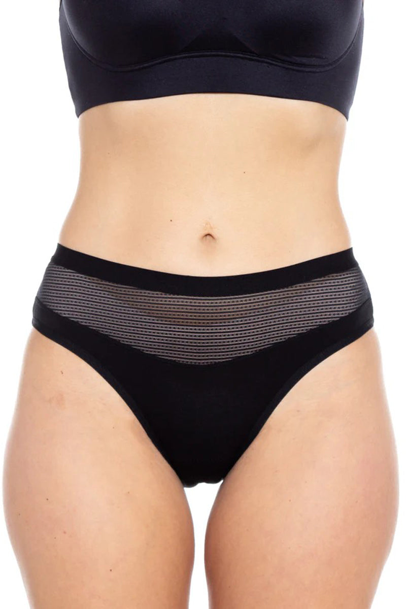 Rhonda Shear Sheer Panel Leakproof Bikini - Moderate Hold - Black - source image 74022