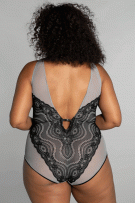 Rhonda Shear Up All Night Lace Bodysuit - Grey/Black - source image 73489