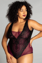 Rhonda Shear Up All Night Lace Bodysuit - Plum/Black - source image 73490