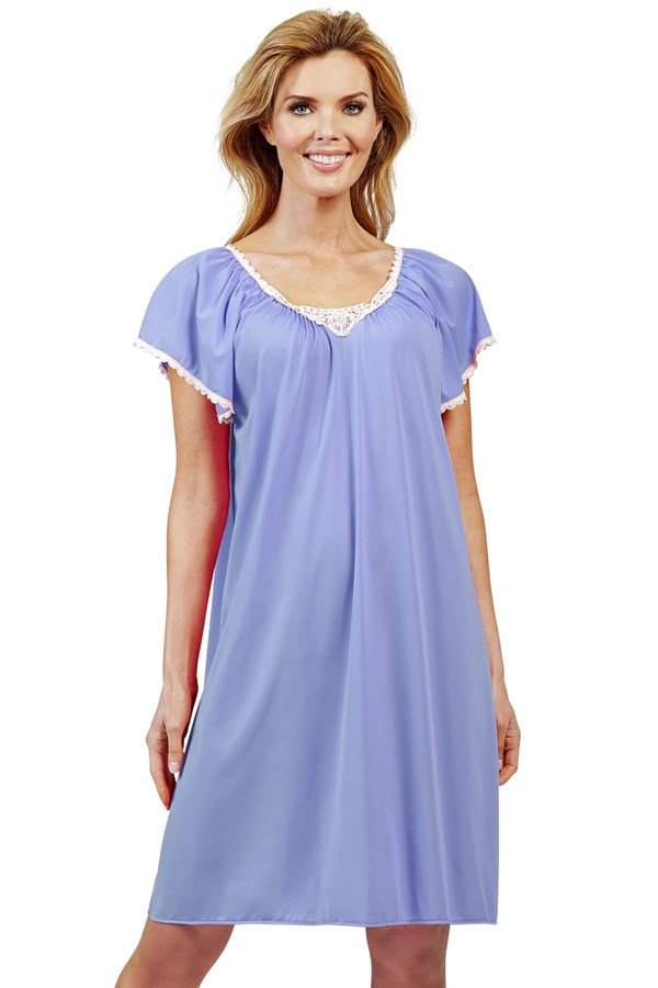 Shadowline Lingerie by Velrose Cameo Short Nightgown - Lilac - source image 56632