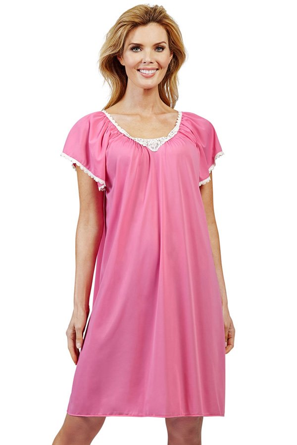 Shadowline Lingerie by Velrose Cameo Short Nightgown - Rosy Pink - source image 46347