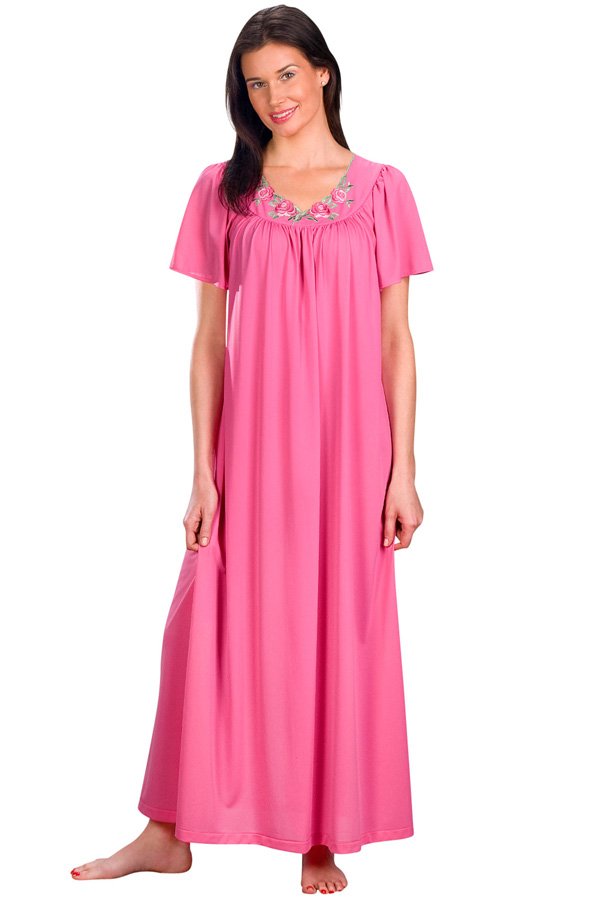 Shadowline Lingerie by Velrose Long Flutter Sleeve Nightgown - Rosy Pink - source image 46328