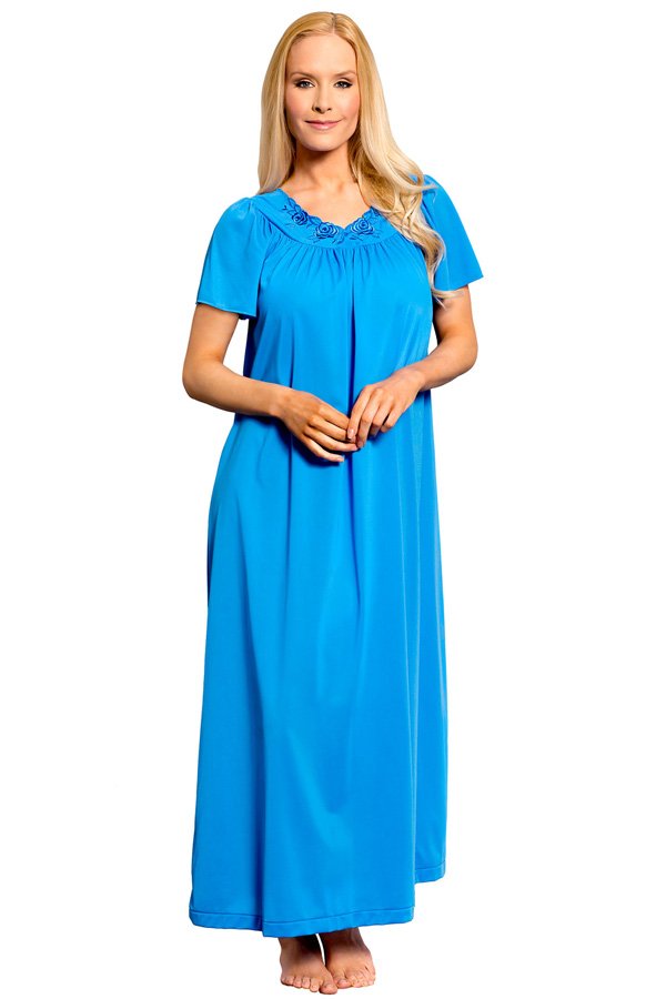 Shadowline Lingerie by Velrose Long Flutter Sleeve Nightgown - Sapphire - source image 46327