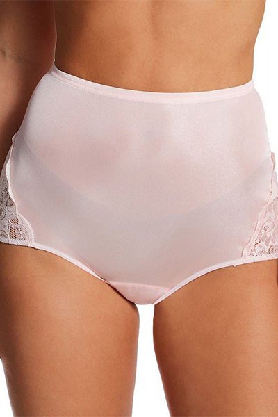 Shadowline Lingerie by Velrose Nylon Full Brief Panty with Lace, 3-Pack - Blush - source image 61738