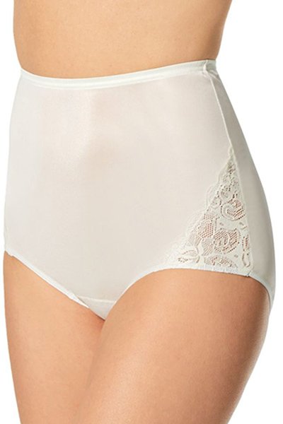 Shadowline Lingerie by Velrose Nylon Full Brief Panty with Lace, 3-Pack - Ivory - source image 61739
