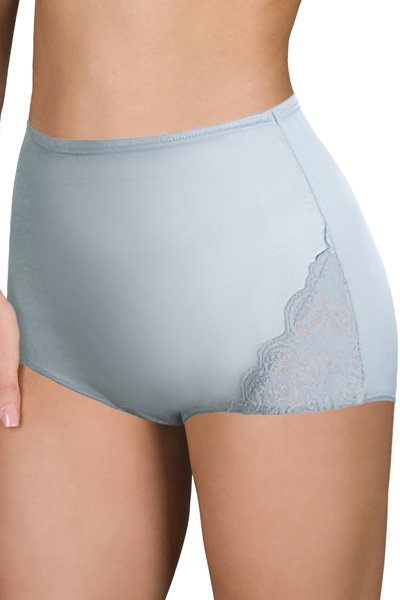 Shadowline Lingerie by Velrose Nylon Full Brief Panty with Lace, 3-Pack - Silver - source image 56688