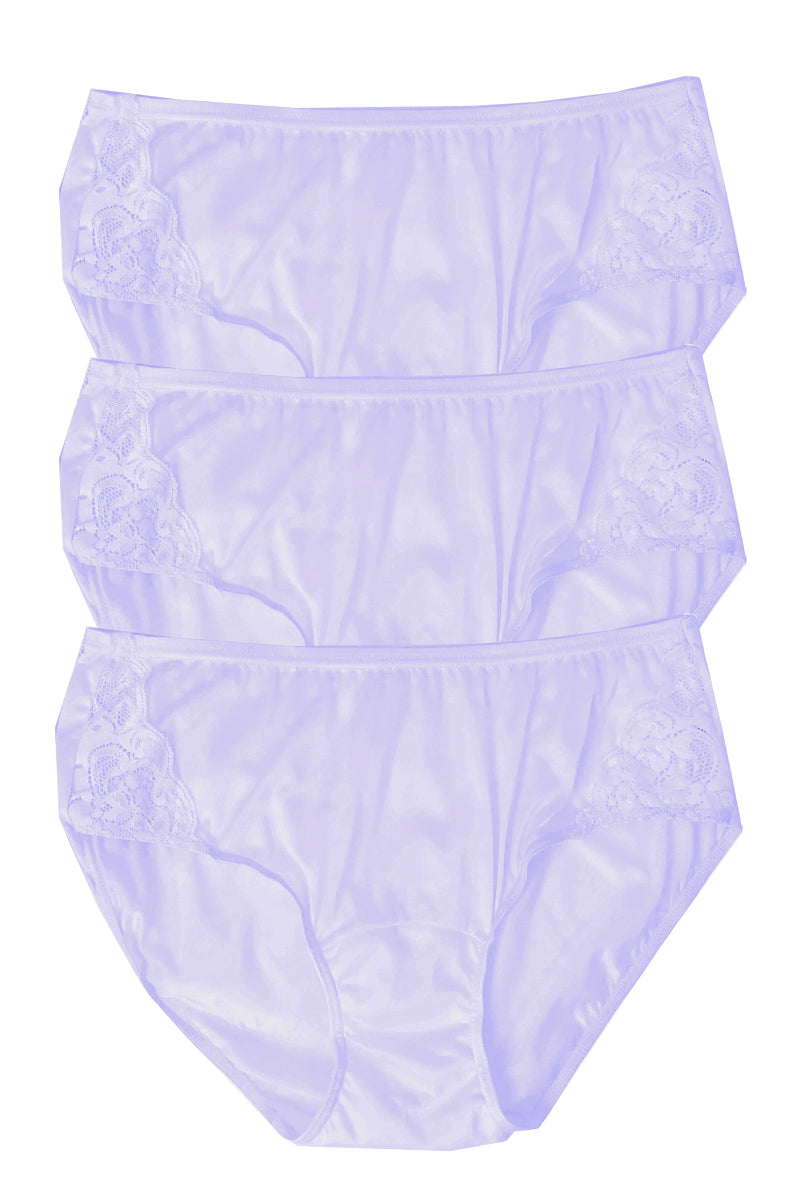 Shadowline Lingerie by Velrose Nylon Hipster Panty with Lace, 3-Pack - Peri Frost - source image 61731