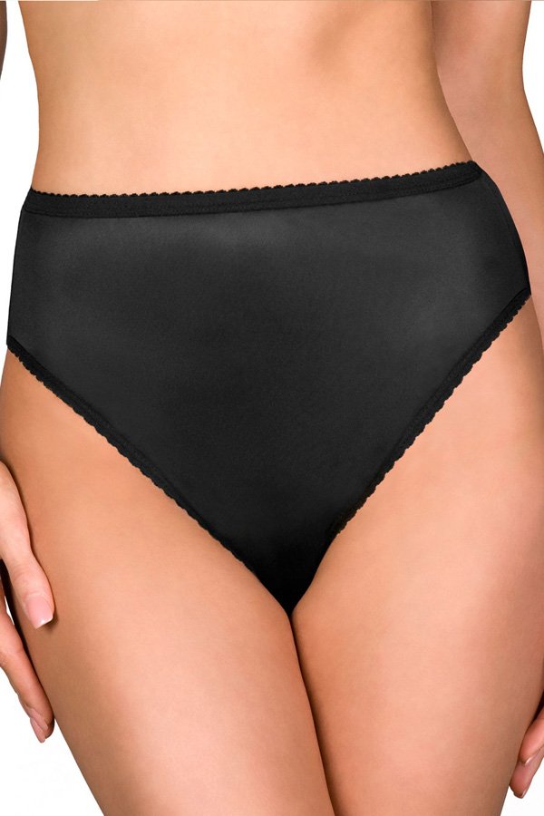 Shadowline Lingerie by Velrose Panties-Hi Cut Nylon Brief, 3-Pack - Black - source image 56619
