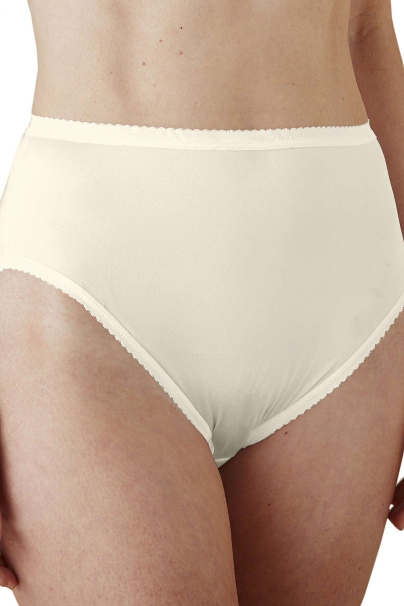 Shadowline Lingerie by Velrose Panties-Hi Cut Nylon Brief, 3-Pack - Ivory - source image 56716