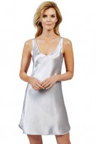 Shadowline Lingerie by Velrose Satin Essentials Wide Strap Chemise - Silver - source image 46129