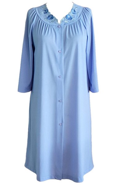 Shadowline Lingerie by Velrose Short 3/4 Sleeve Button Down Robe - Lilac - source image 56564